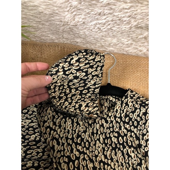 Ship'n Shore Womens Basic Blouse Black‎ Abstract Print Short Sleeve Crew Neck M - Picture 6 of 11